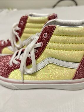 Kids Glitter High-Top Sneakers in Yellow and Pink